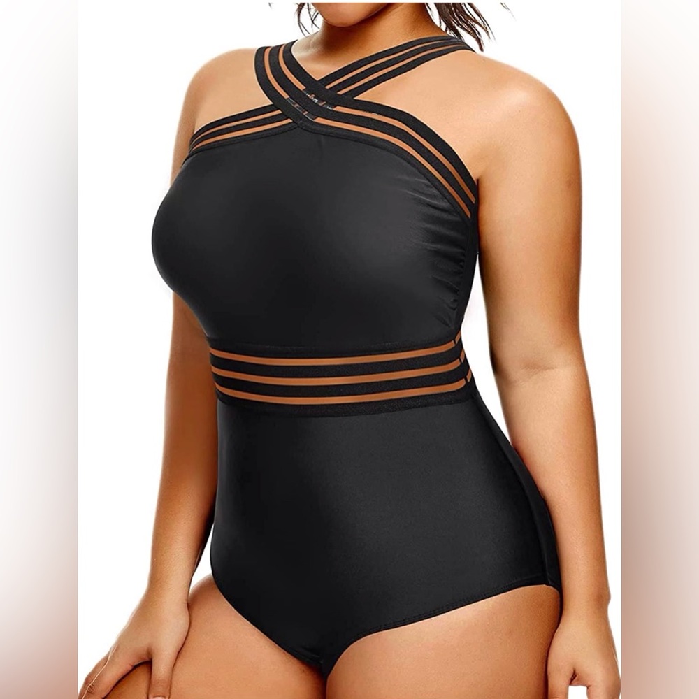 Hilor Women's One Piece Swimwear Front Crossover Swimsuits Hollow Bathing XXL - Picture 4 of 9